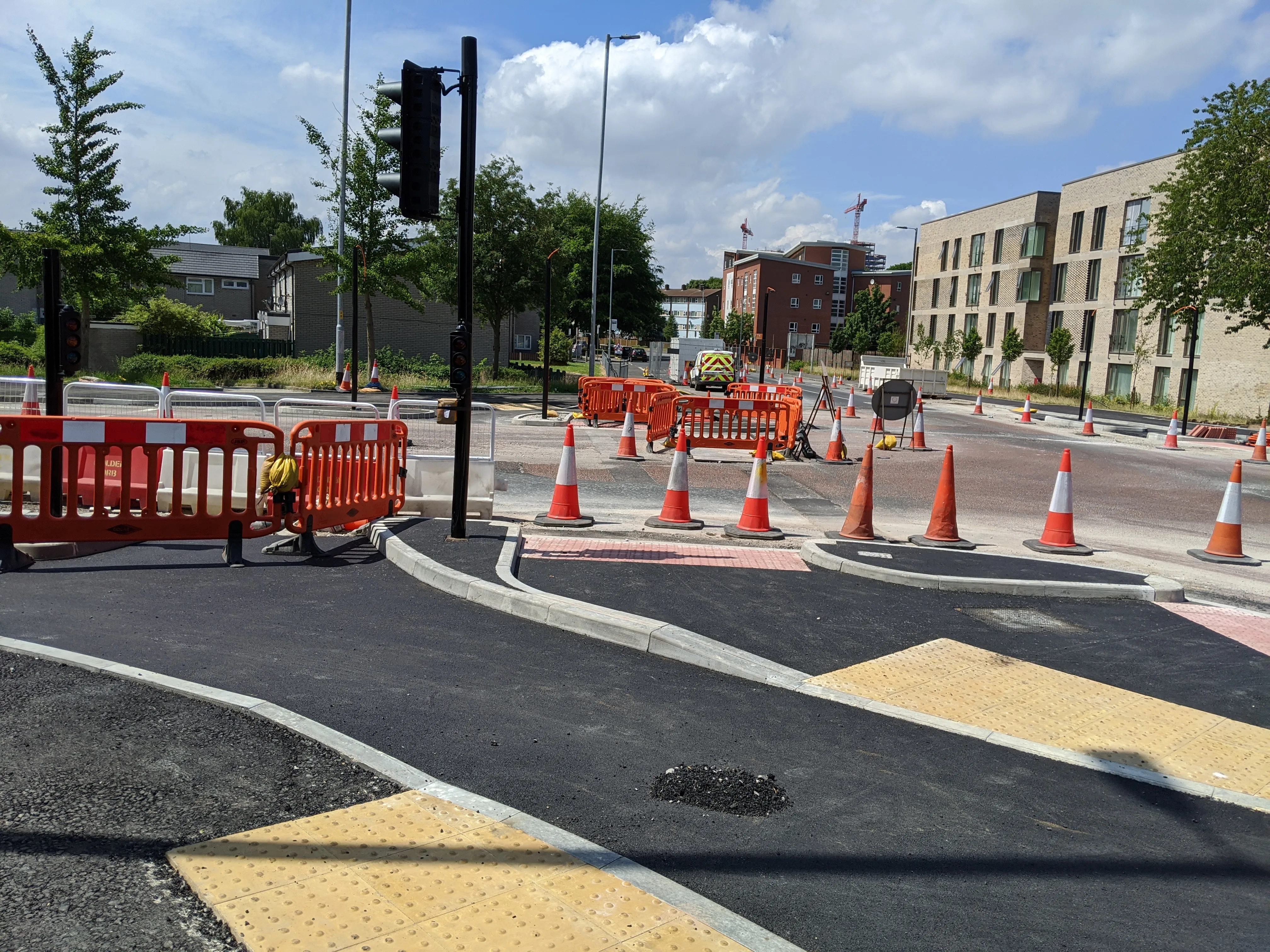 Surfacing and traffic signals beginning to go in